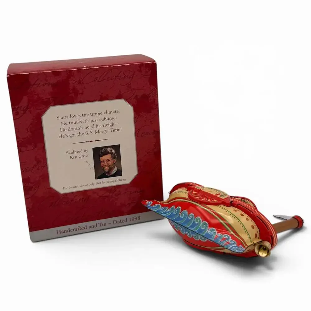 1998 Hallmark Keepsake Cruising Into Christmas Santa S.S. MerryTime Tin Ornament